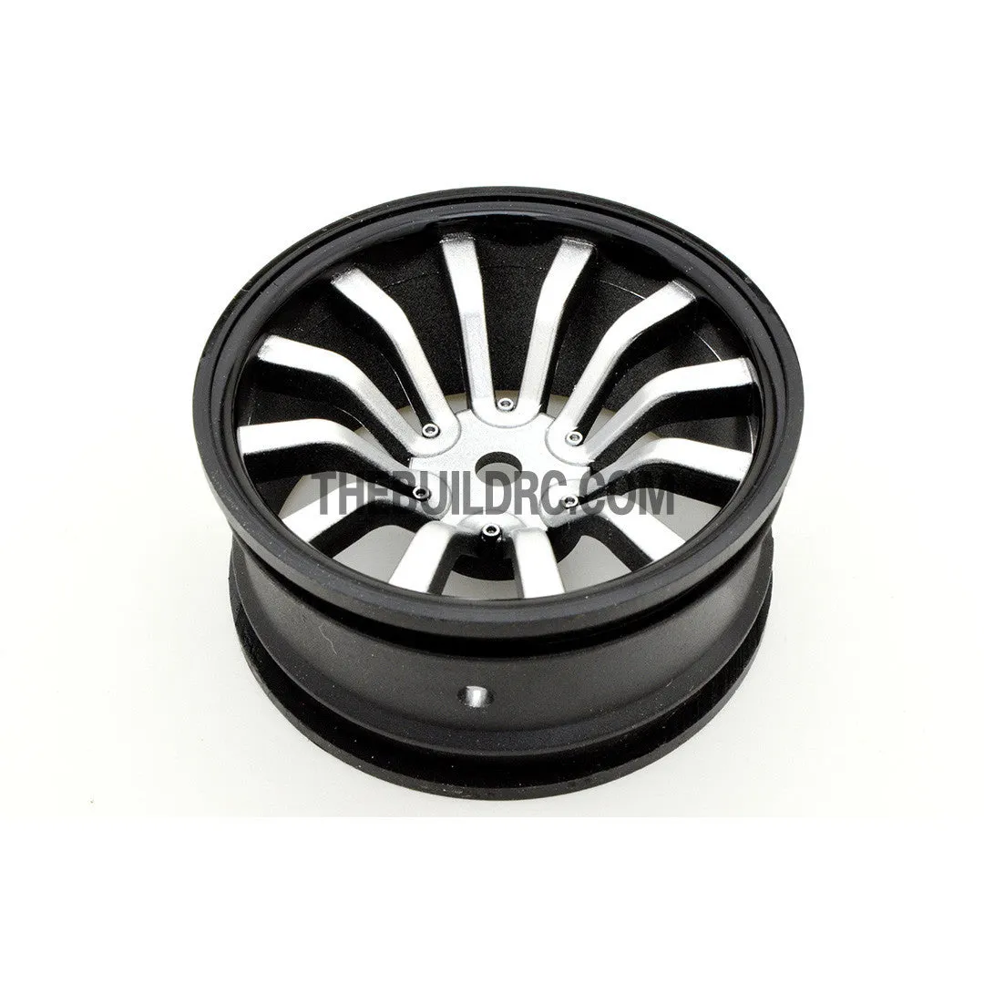 1/10 RC Car 26mm 12 Spoke 6mm Offset DRIFT Sport Wheel Rim 4pcs - Silver