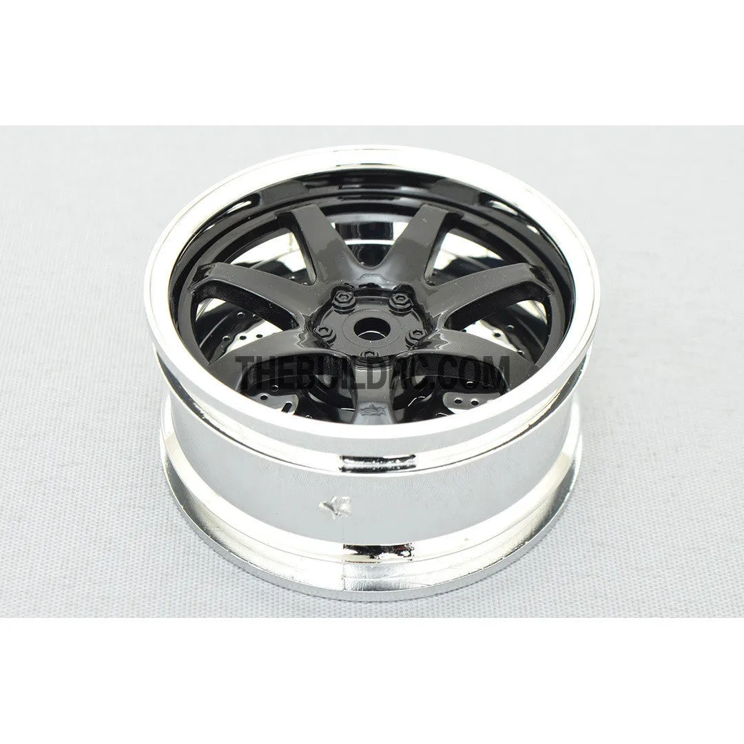 1/10 RC Car 26mm 7 Removeable Spoke 2mm Offset DRIFT Sporty Wheel 4pcs - Silver / Black