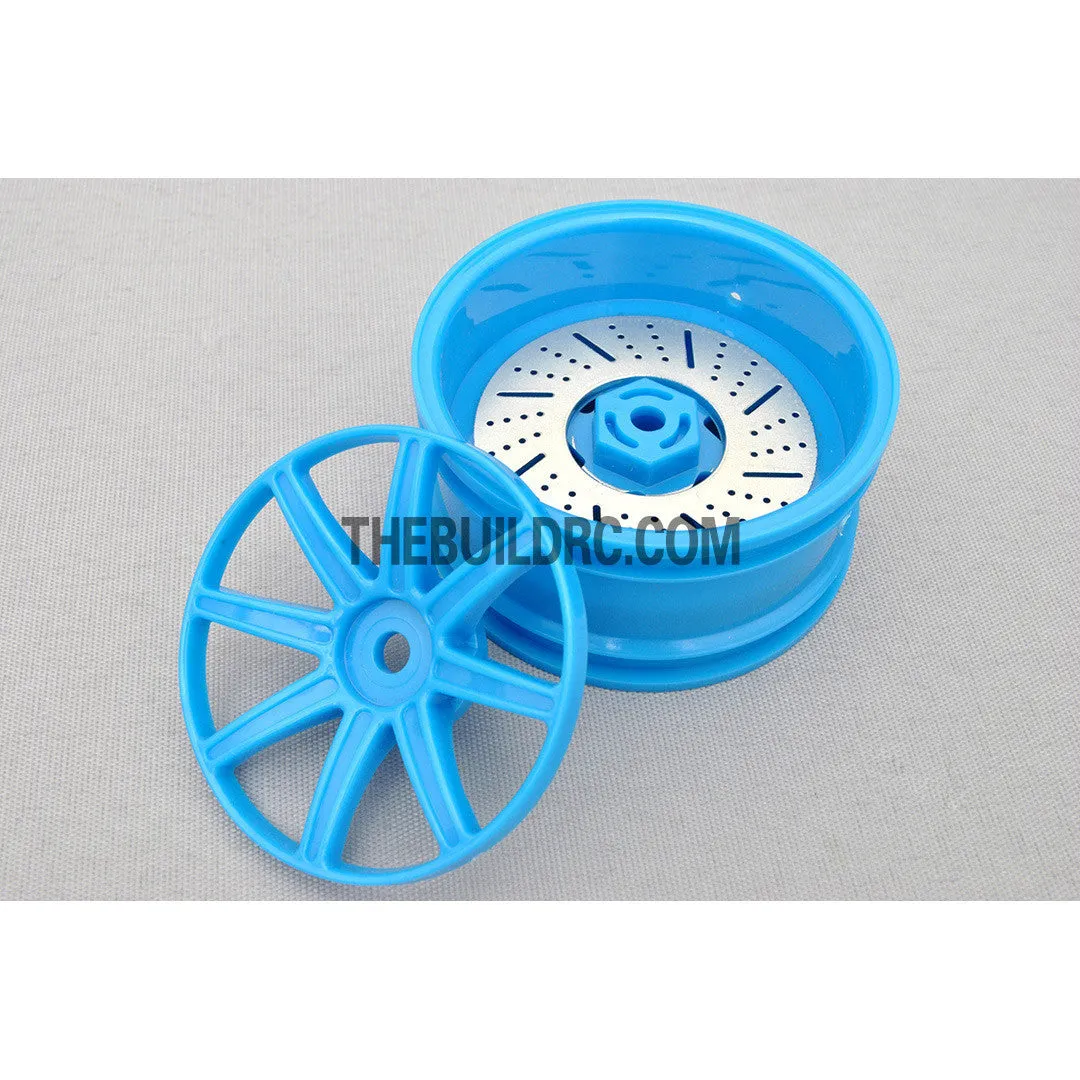 1/10 RC Car 26mm 8 Removeable Spoke 2mm Offset DRIFT Sporty Wheel 4pcs - Blue