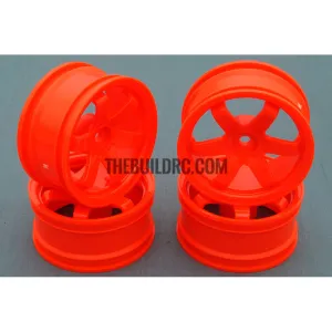 1/10 RC Car 6 Spoke 3mm Offset Drift 26mm Wheel Rim Set - Orange