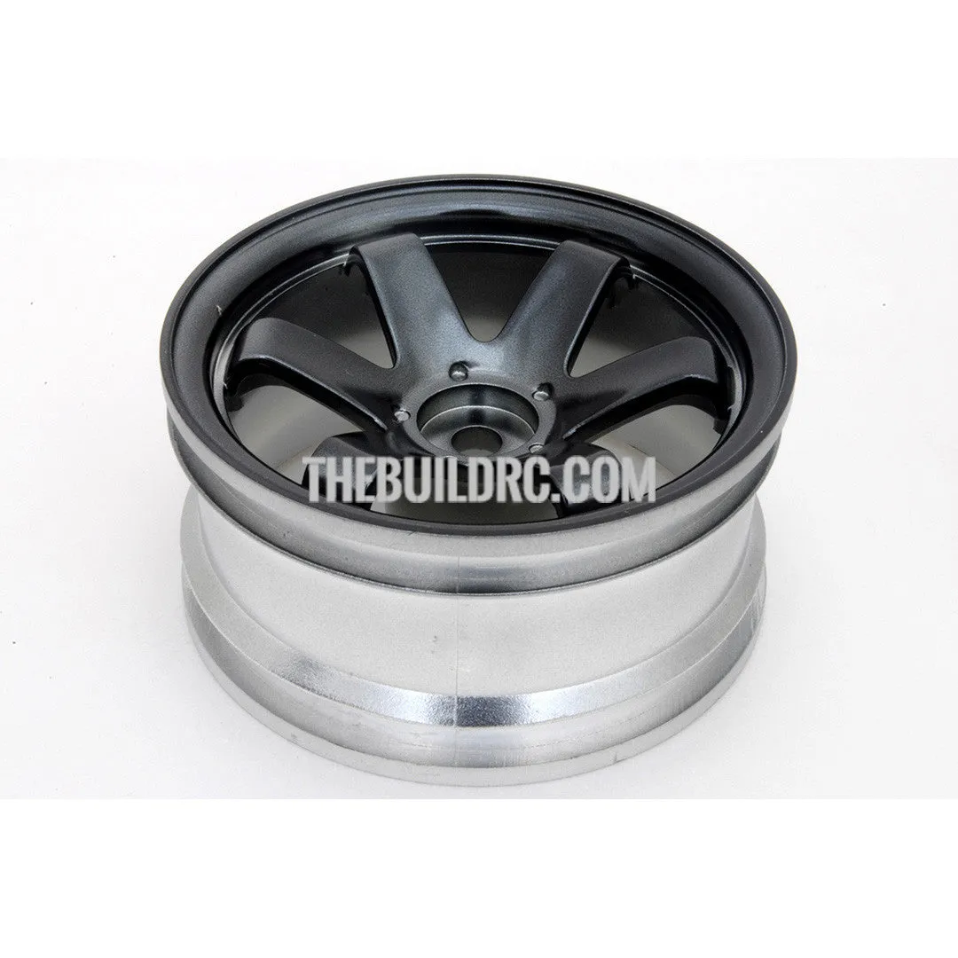 1/10 RC Car 6 Spoke 6mm Offset Drift 26mm Wheel Rim Set - Black
