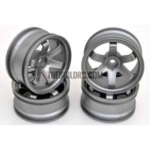 1/10 RC Car 6 Spoke 6mm Offset Drift 26mm Wheel Rim Set - Grey