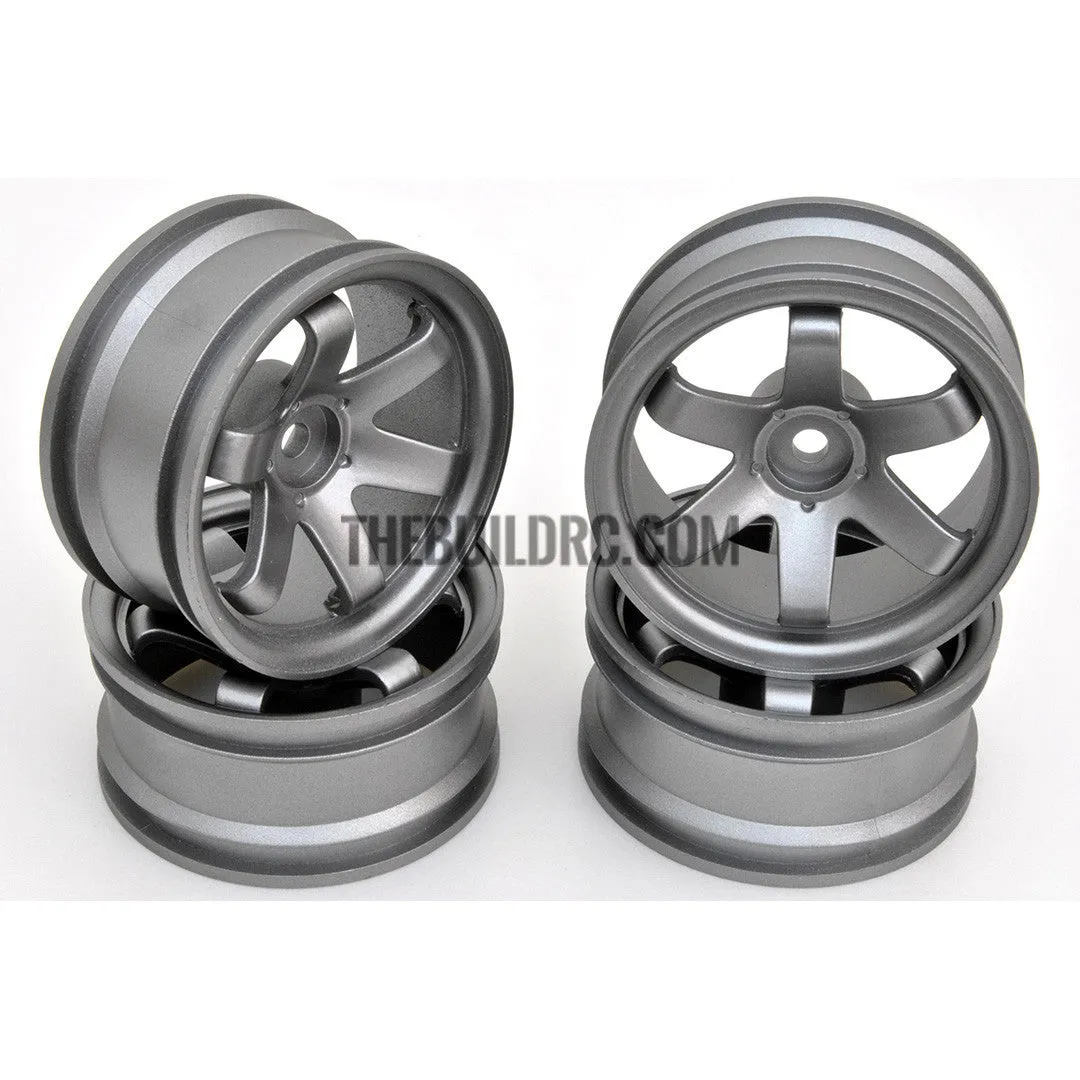 1/10 RC Car 6 Spoke 6mm Offset Drift 26mm Wheel Rim Set - Grey