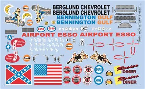 #11007 Model Car Decals Stuff #1 Sheet