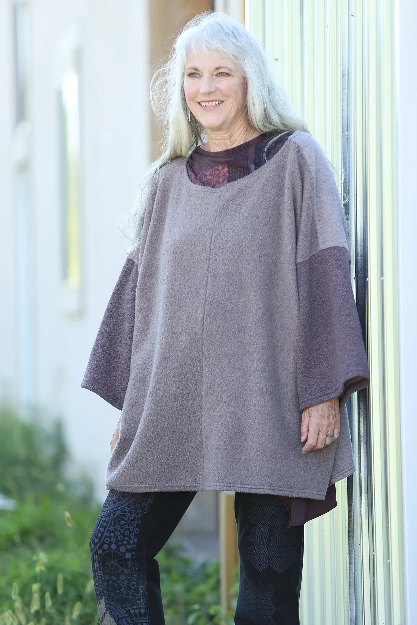 1249 Nanti Sherpa Knit Reversible Sweatshirt-Burnt Sugar