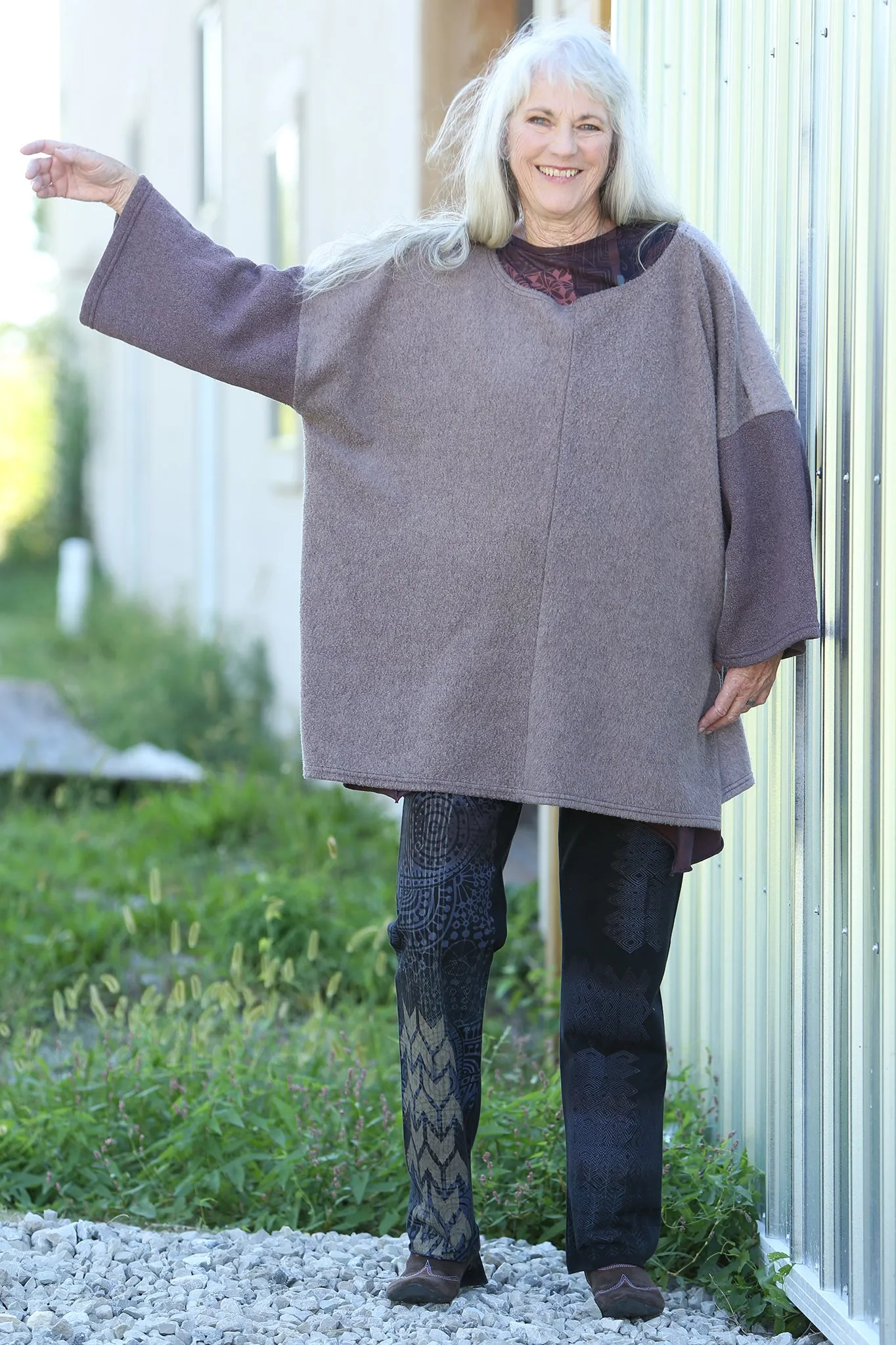 1249 Nanti Sherpa Knit Reversible Sweatshirt-Burnt Sugar