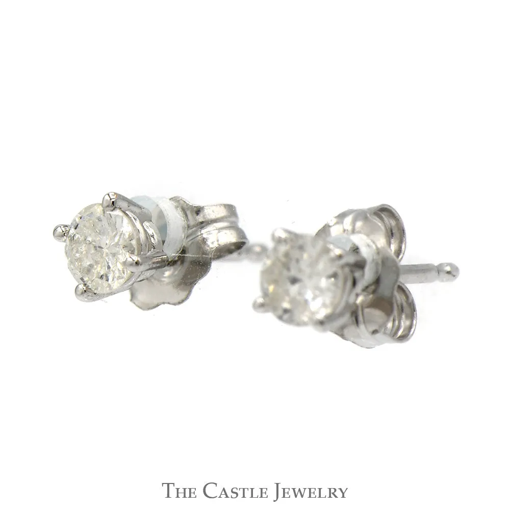 1/2cttw Round Brilliant Cut Diamond Stud Earrings in 10k White Gold