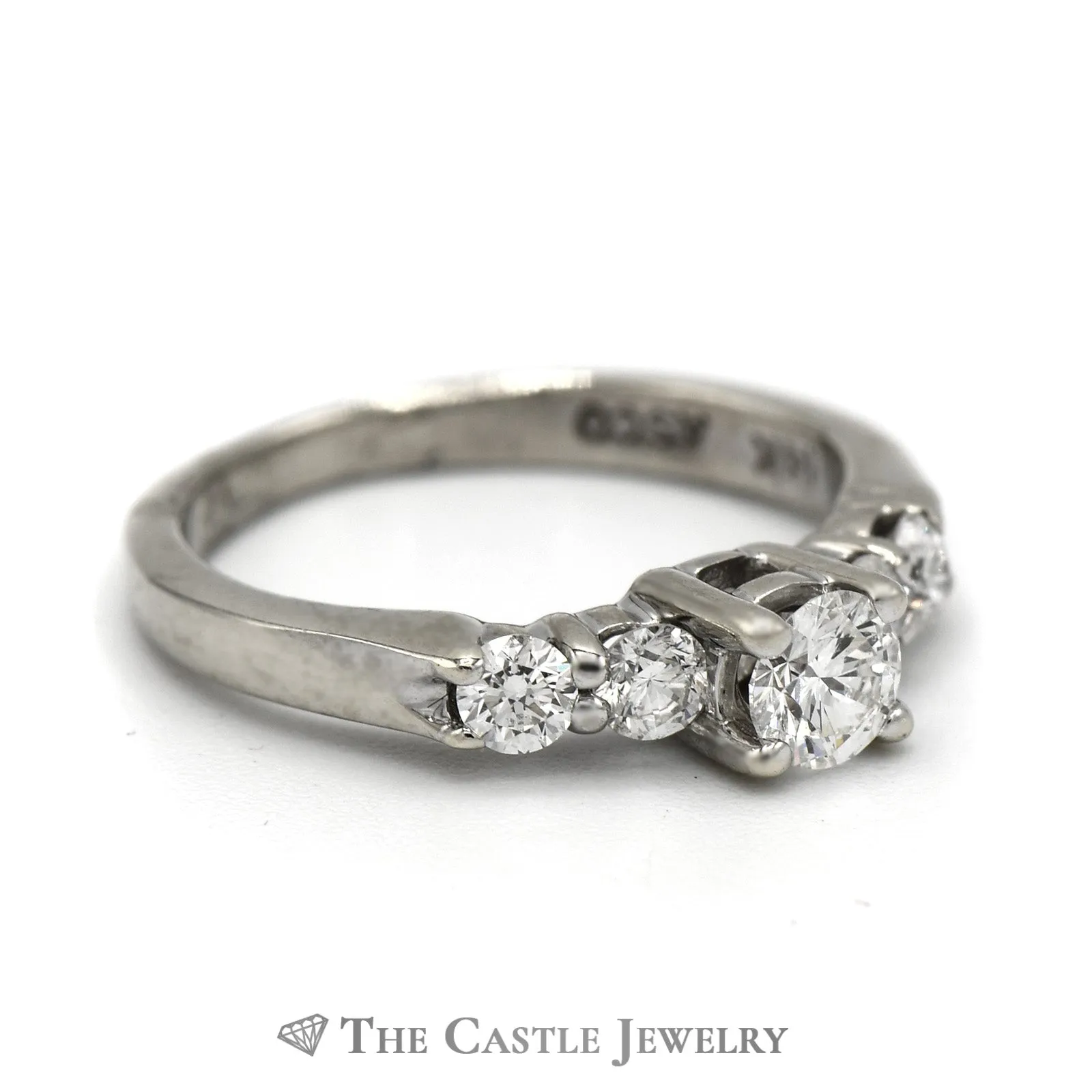 1/2cttw Round Diamond Enagagement Ring with Diamond Accented Sides in 14k White Gold