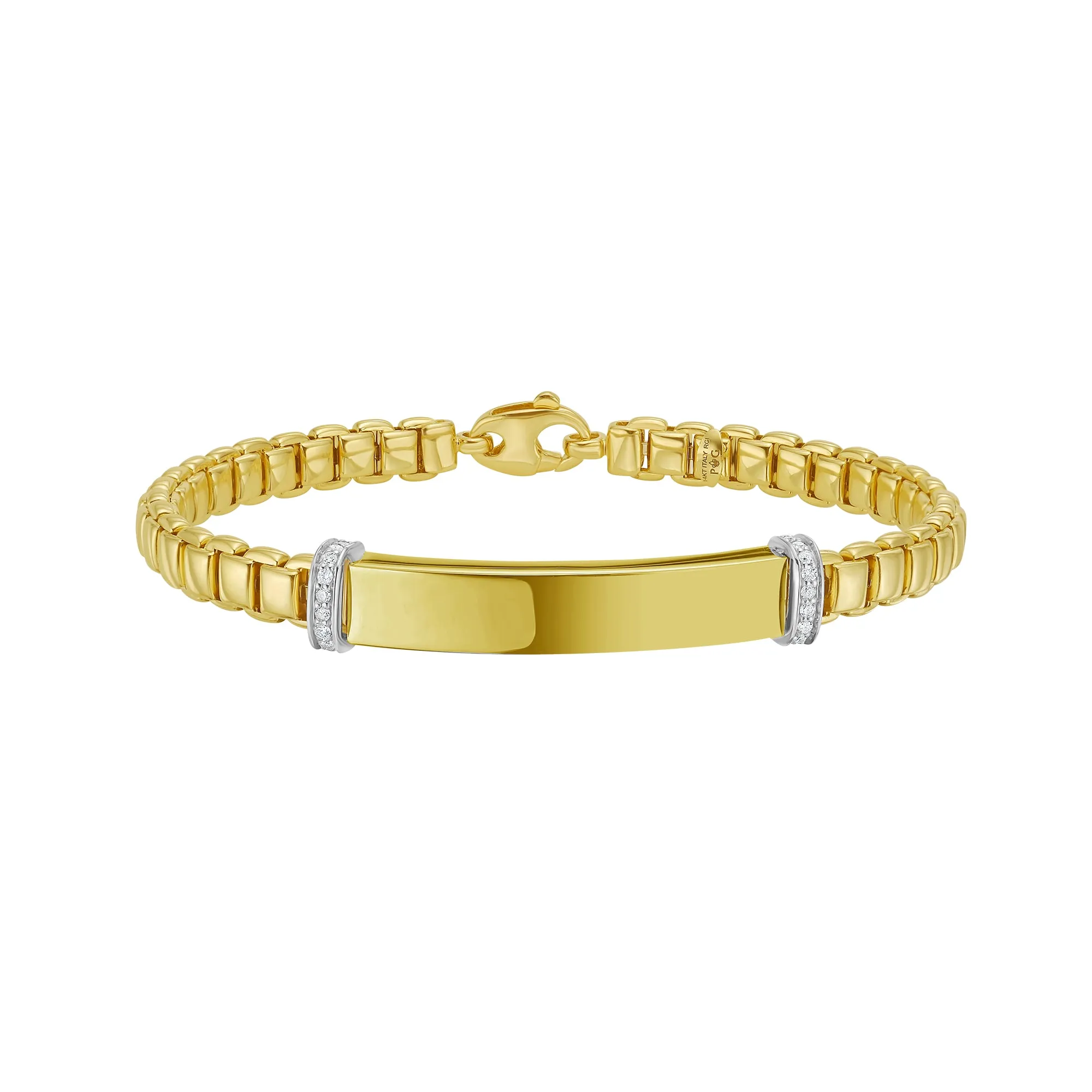 14K Diamond Venetian ID Link Bracelet