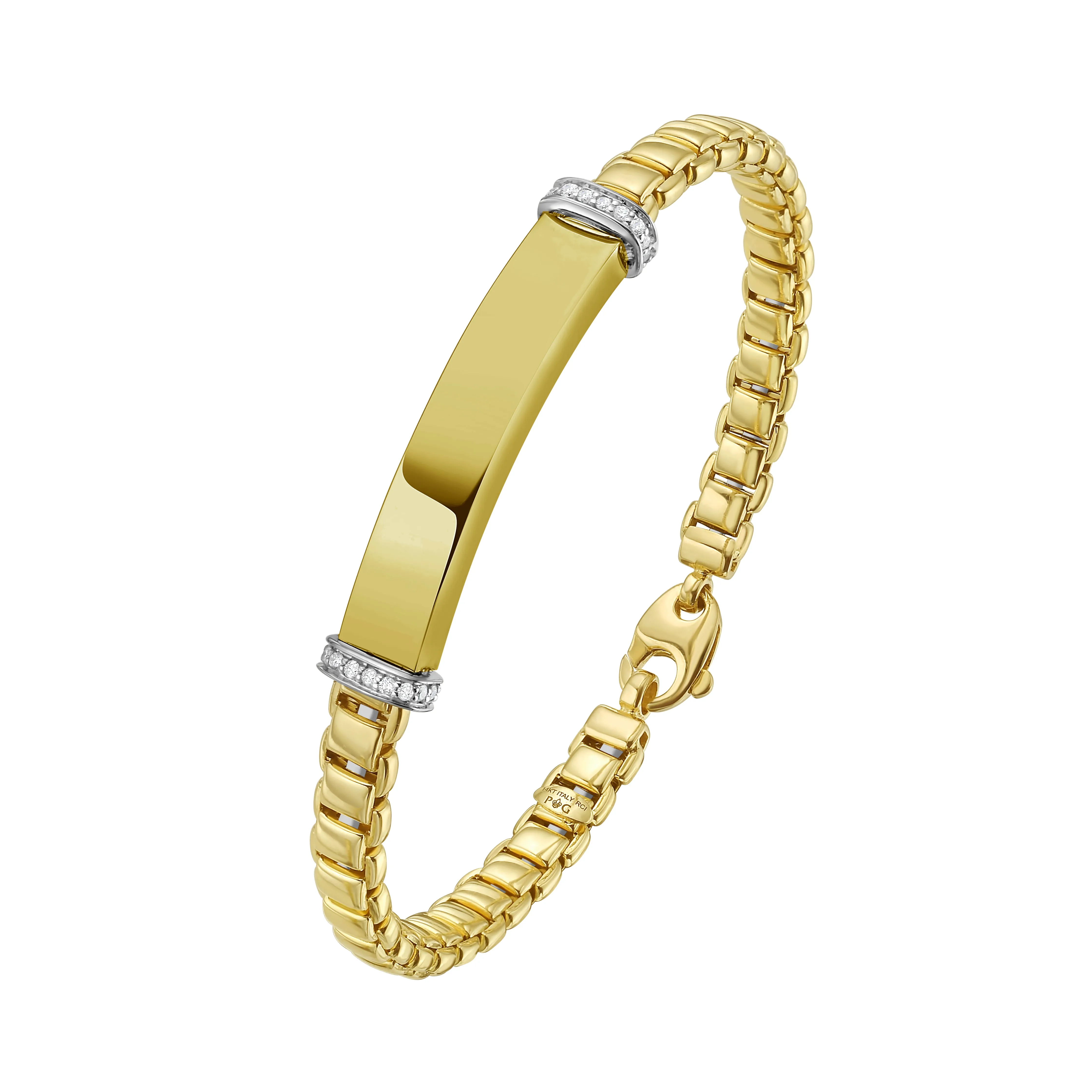 14K Diamond Venetian ID Link Bracelet