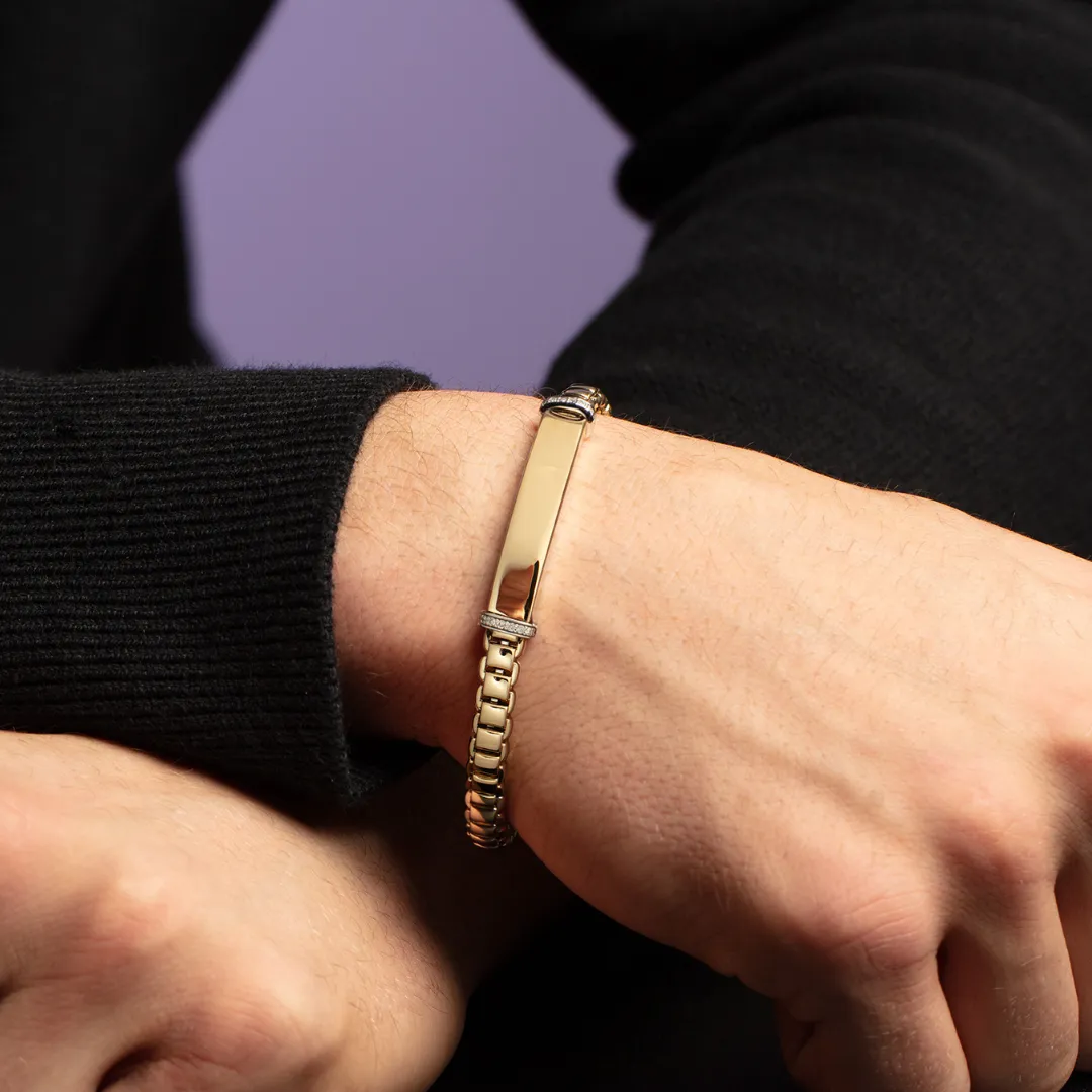 14K Diamond Venetian ID Link Bracelet