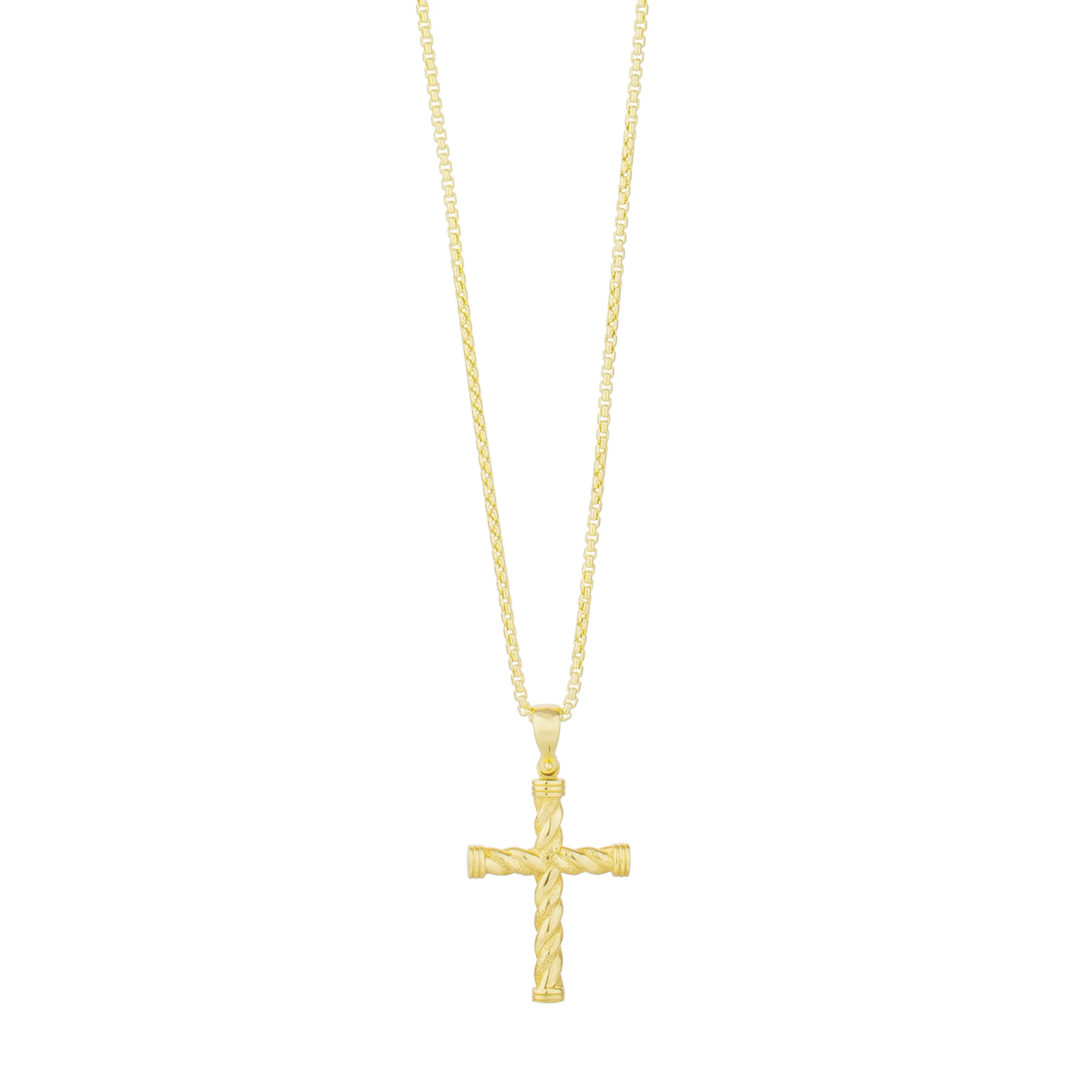 14K Gold Twisted Cross Pendant
