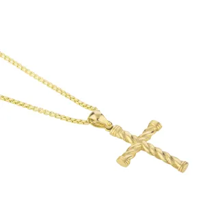 14K Gold Twisted Cross Pendant