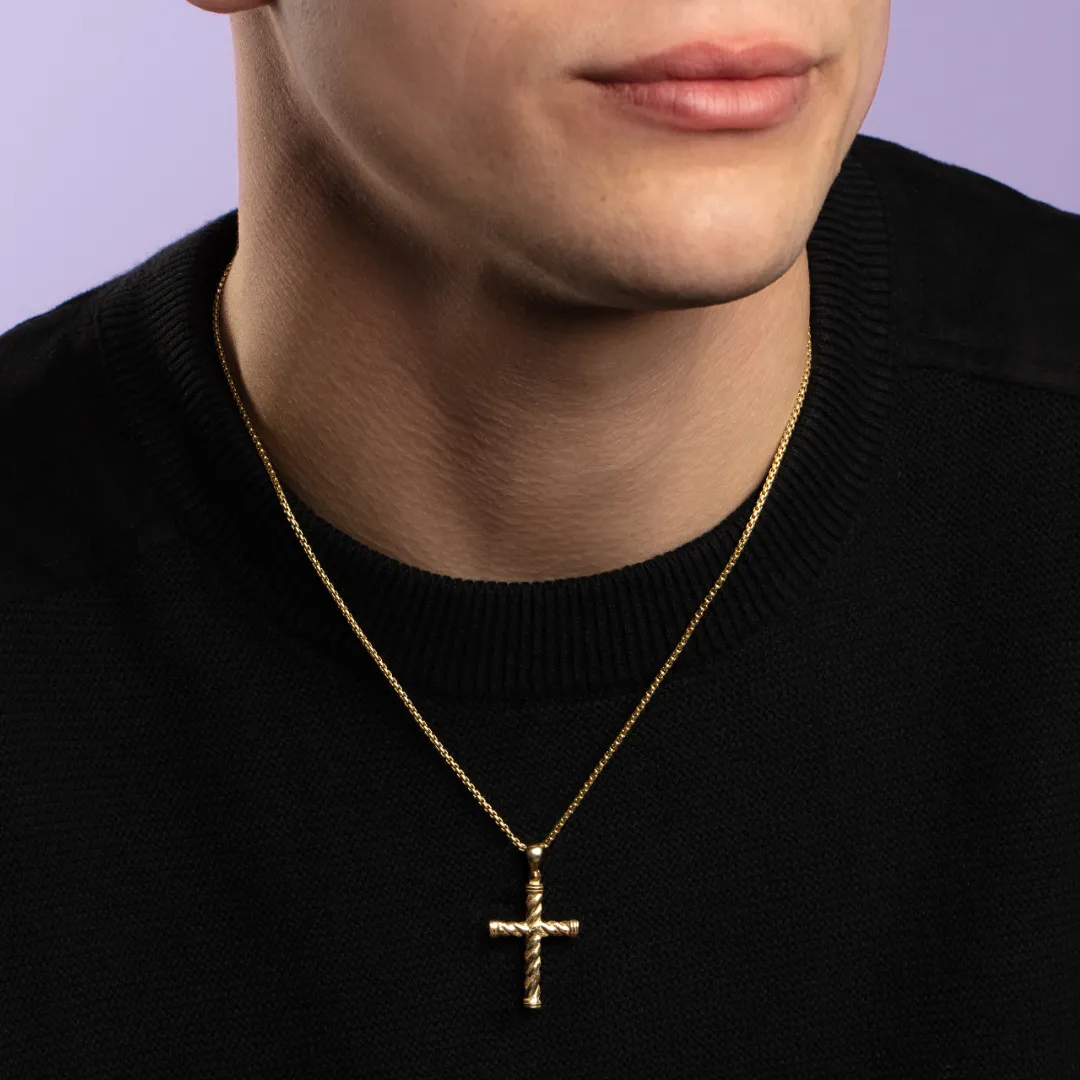 14K Gold Twisted Cross Pendant