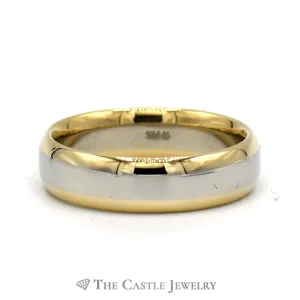 14k Two Tone Yellow and White Gold 6mm Polished Wedding Band Size 10.25