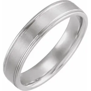 14K White 5 mm Grooved Band Size 10.5