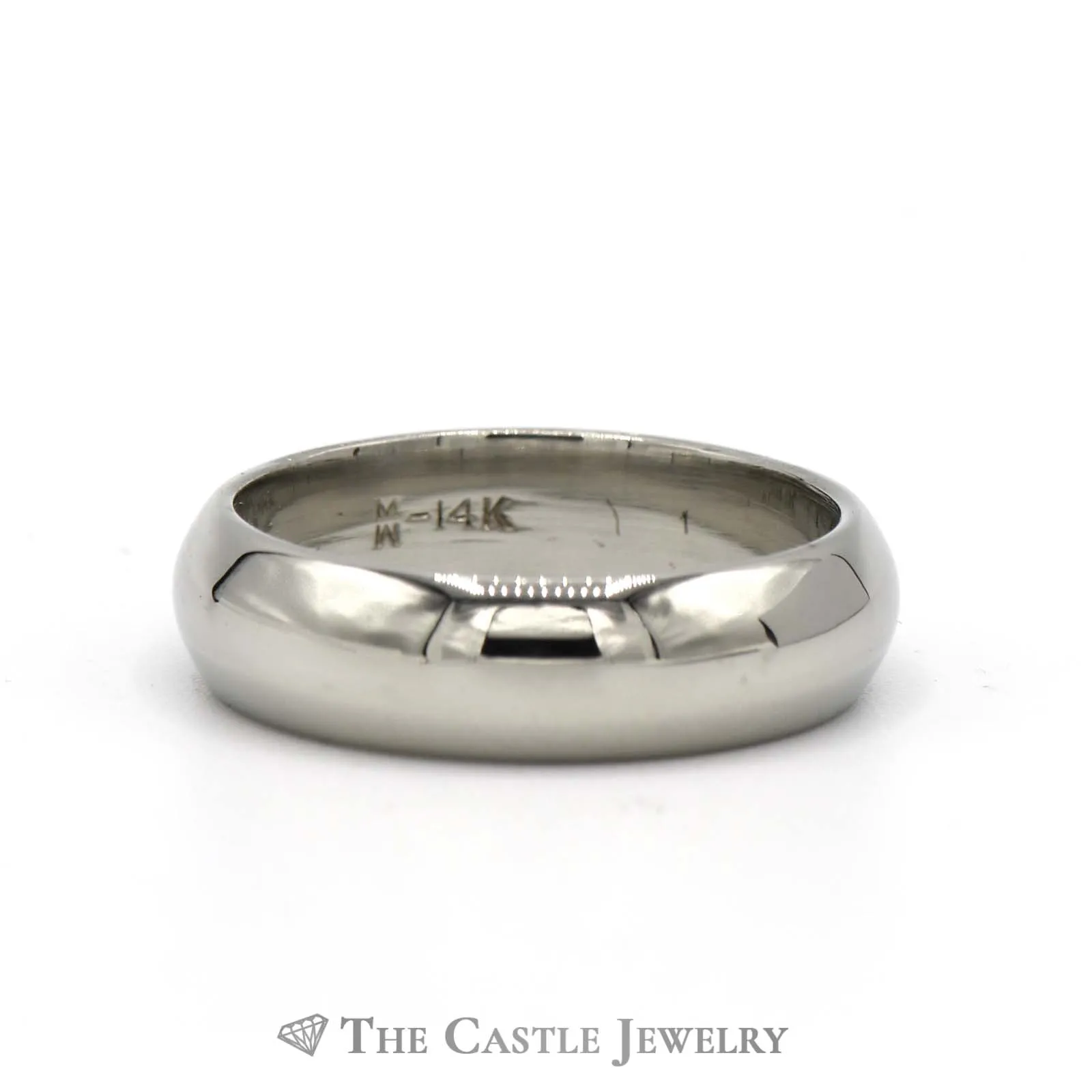 14k White Gold 6mm Polished Wedding Band Size 9.5