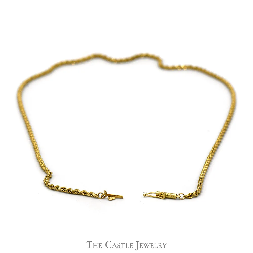 14k Yellow Gold 18(1/2) Inch Rope Chain with Barrel Clasp
