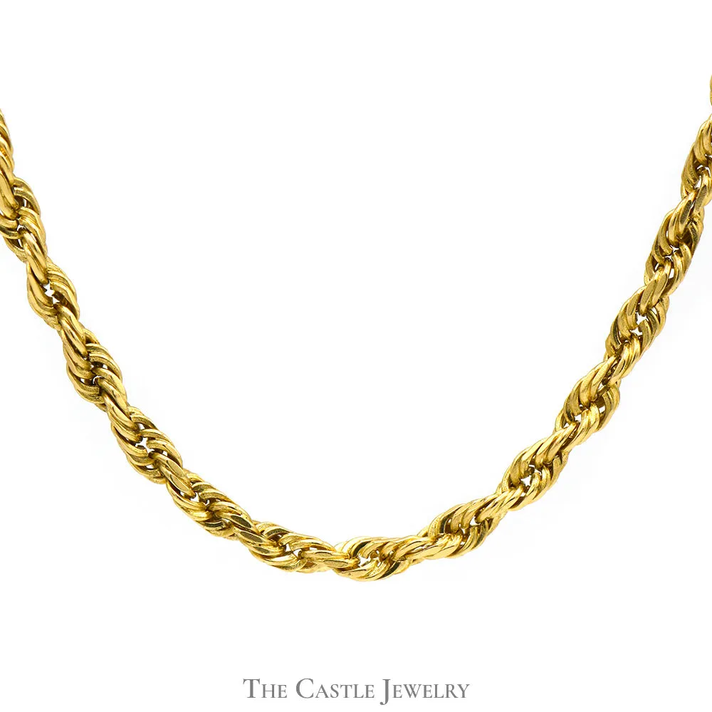 14k Yellow Gold 22 Inch Rope Chain with Barrel Clasp