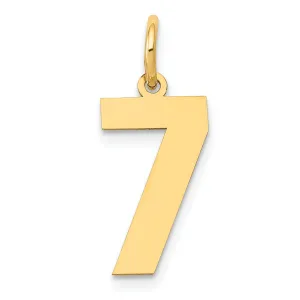 14K Yellow Gold Polished Finish Medium Size Number 7 Pendant