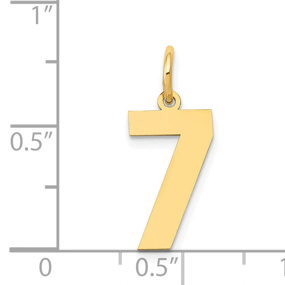 14K Yellow Gold Polished Finish Medium Size Number 7 Pendant