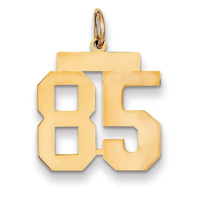 14K Yellow Gold Polished Finish Medium Size Number 85 Charm Pendant