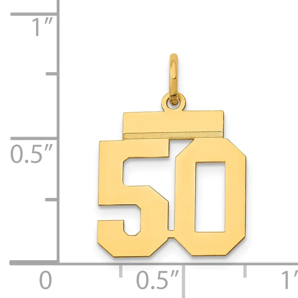14k Yellow Gold Polished Finish Small Size Number 50 Charm Pendant