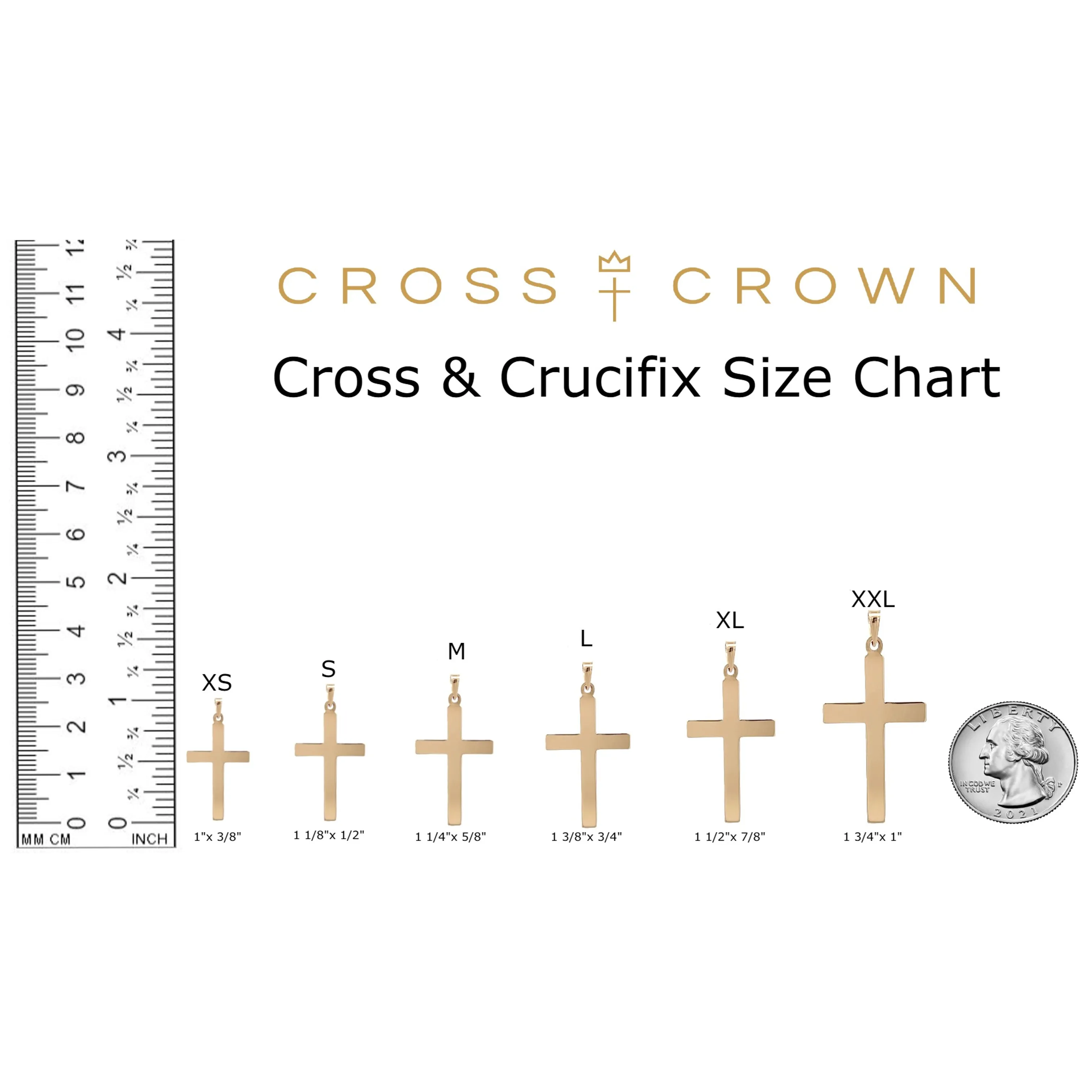 14K YELLOW GOLD TEXTURED SMALL INRI CRUCIFIX PENDANT