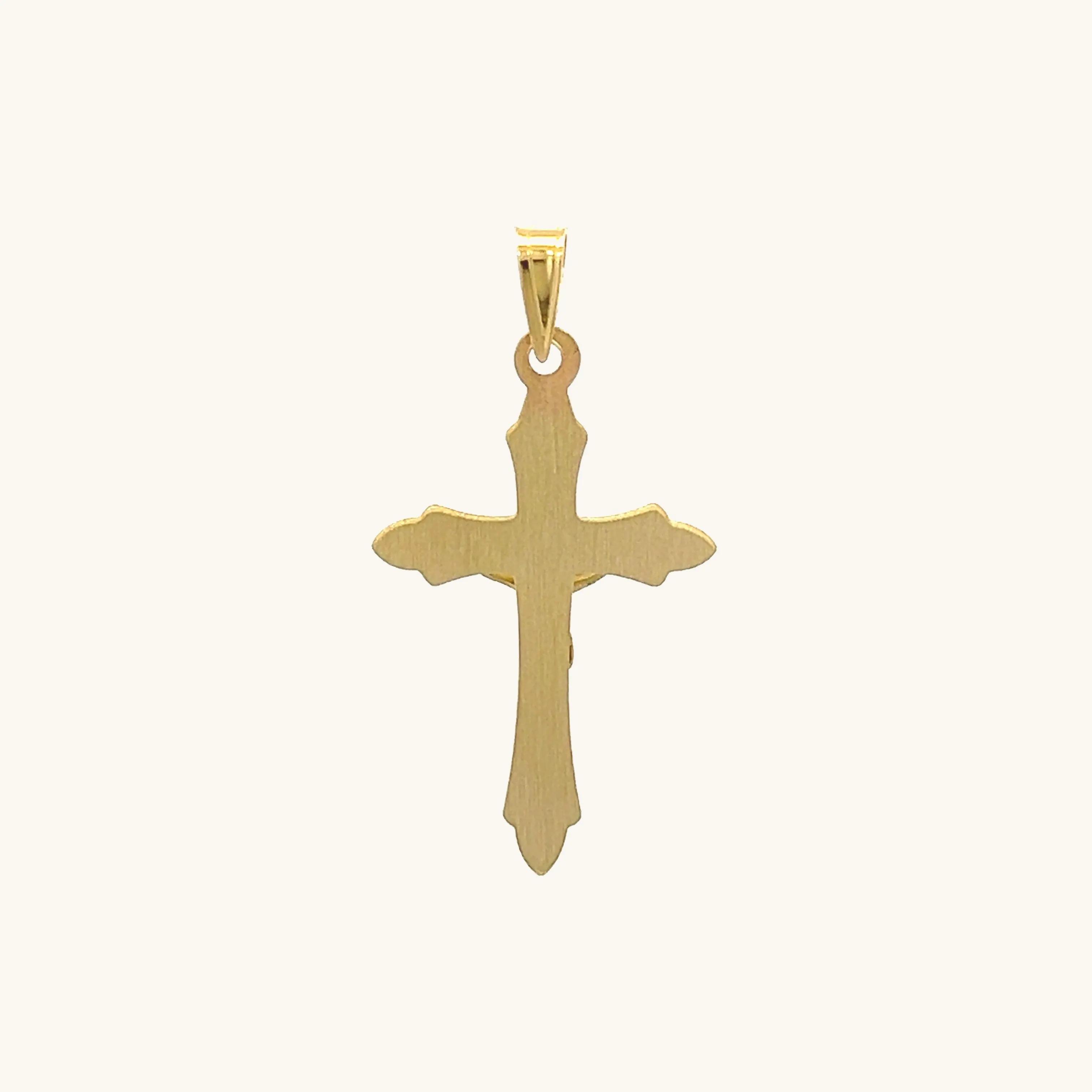 14K YELLOW GOLD TEXTURED SMALL INRI CRUCIFIX PENDANT