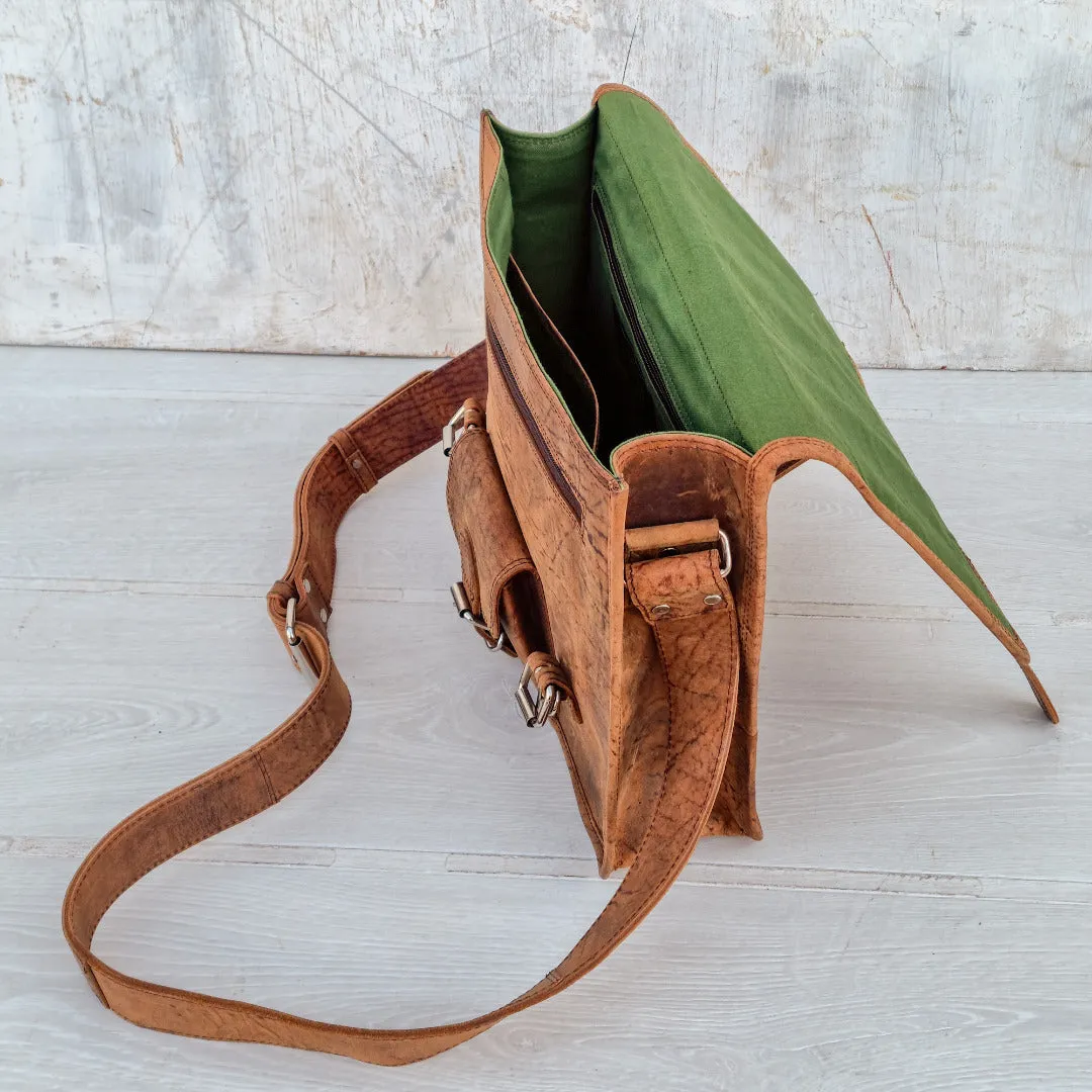 15 Inch Leather Satchel with Pocket