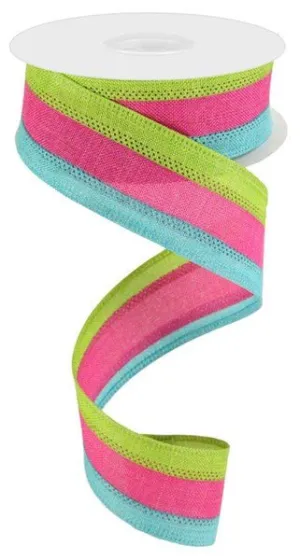 1.5"  3 In 1 Royal Burlap: Light Teal, Lime, Fuchsia (10 Yards) RG0160150