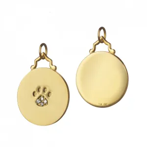 18K Yellow Gold Paw Print Charm with Diamonds