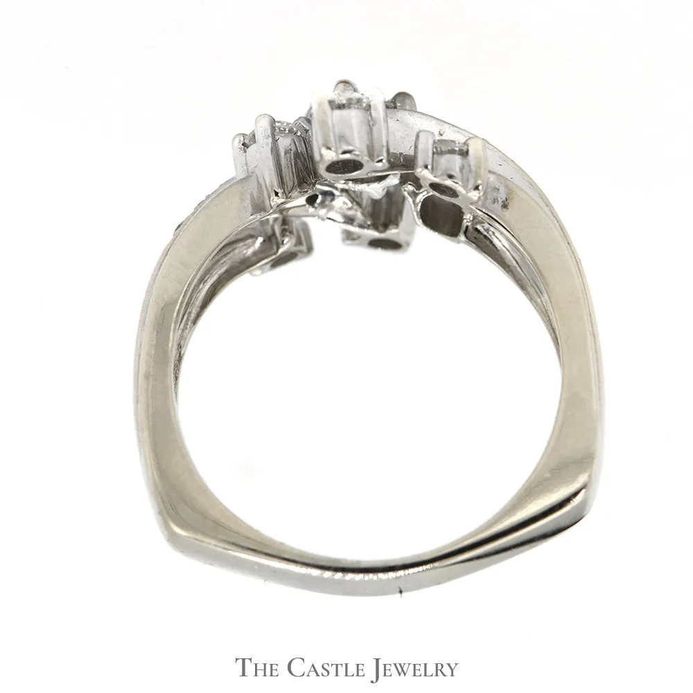 1cttw Free Form Diamond Cluster Ring in 14k White Gold