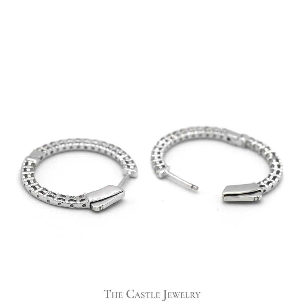 1cttw Inside Out Hollywood Hoop Earrings in 14k White Gold