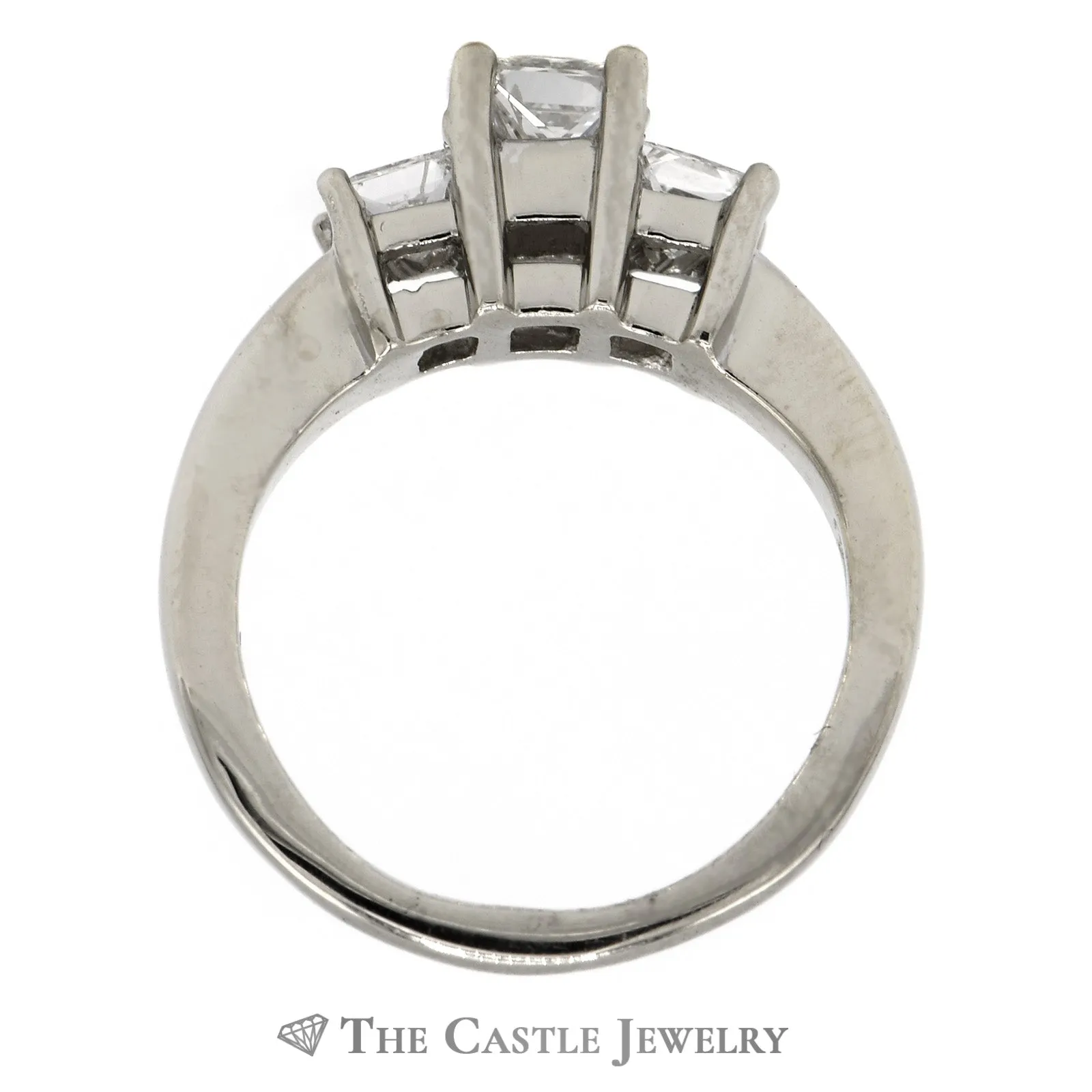 1cttw Princess Cut Diamond Three Stone Engagement Ring in 14k White Gold