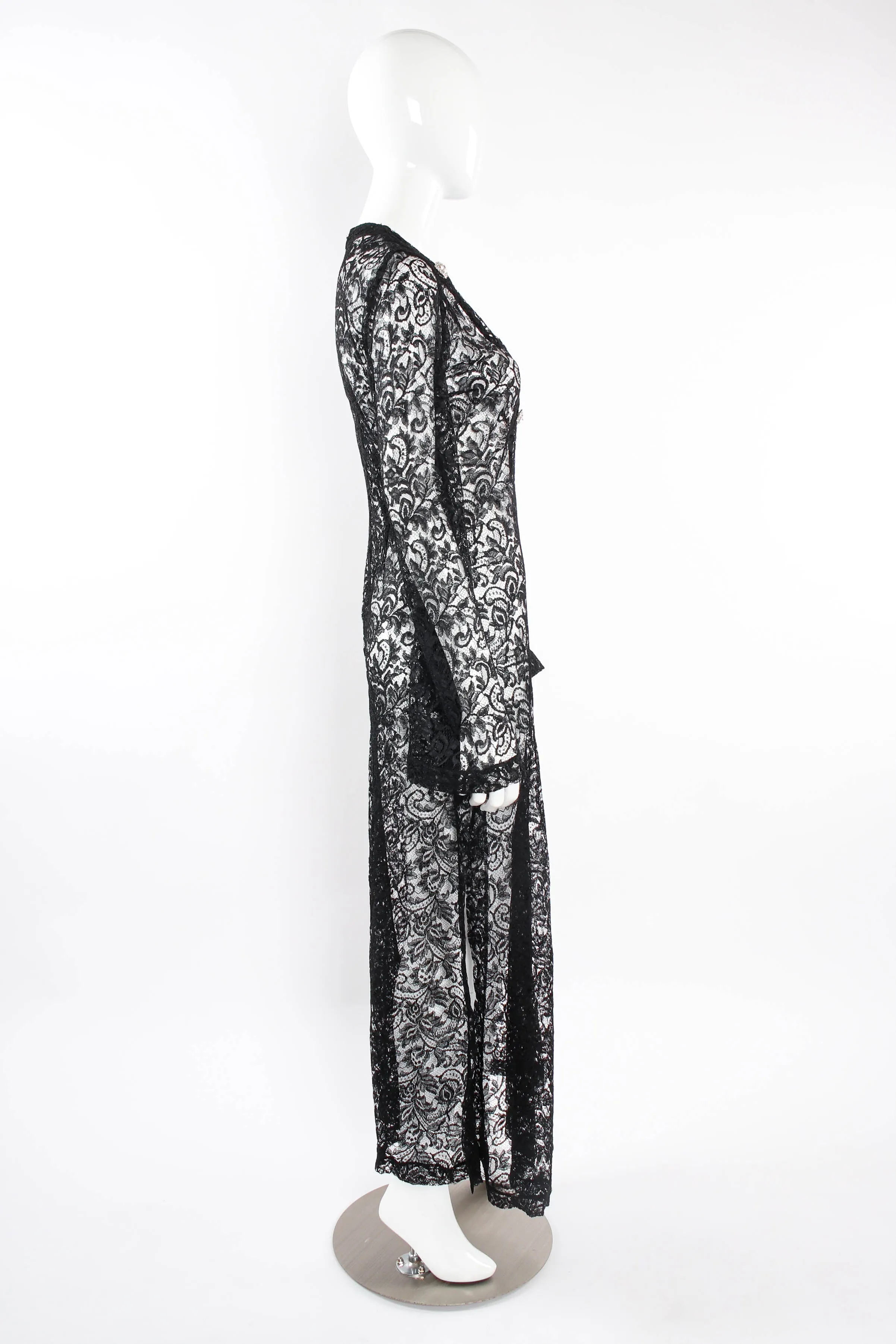2019 S/S Sheer Lace Rhinestone Dress