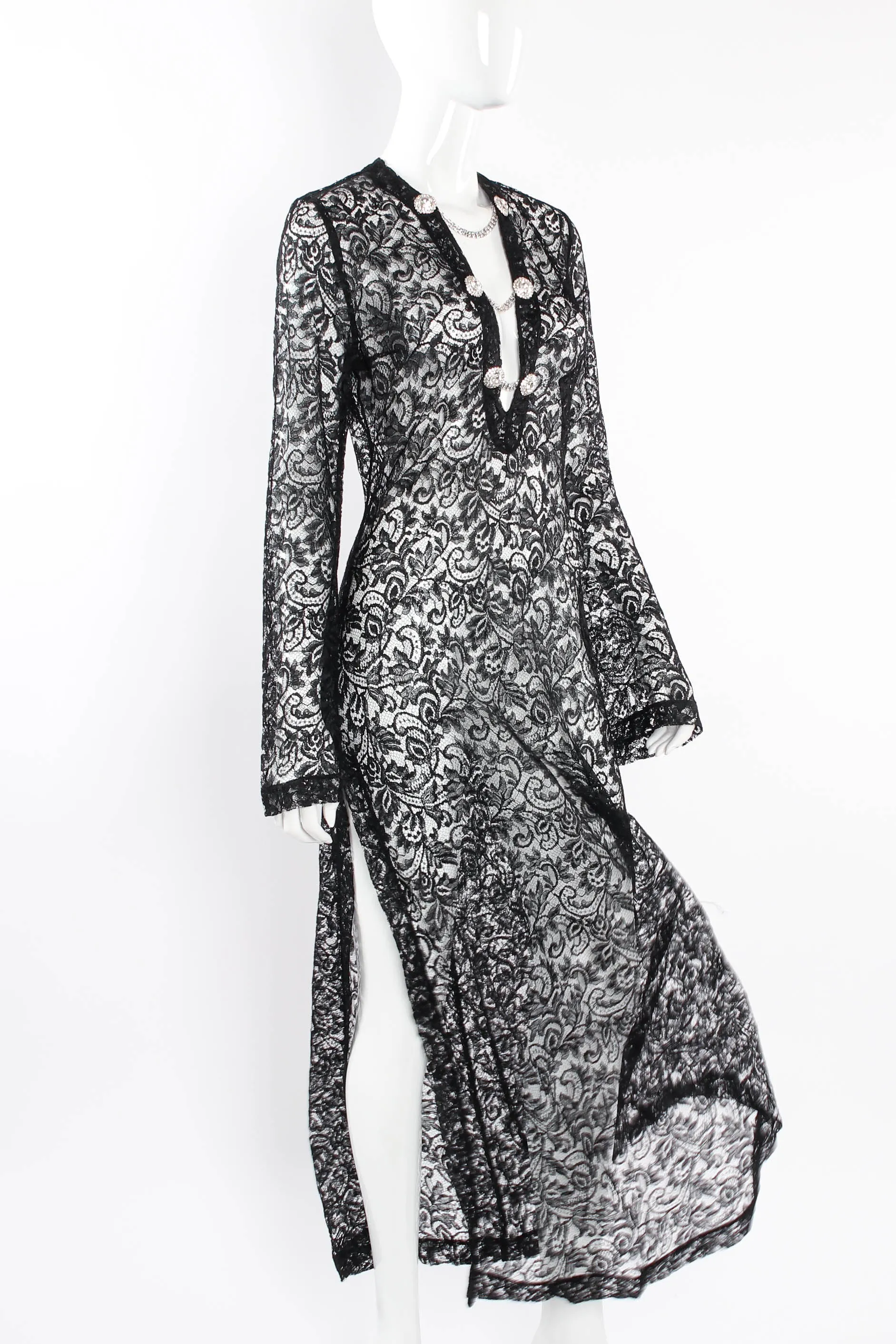 2019 S/S Sheer Lace Rhinestone Dress