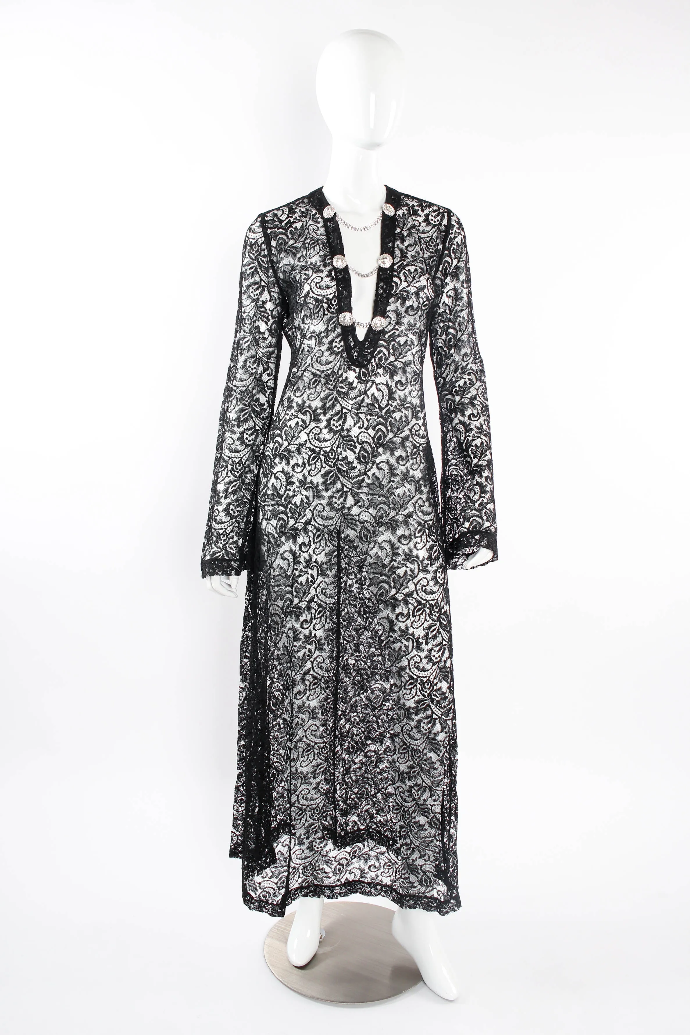 2019 S/S Sheer Lace Rhinestone Dress