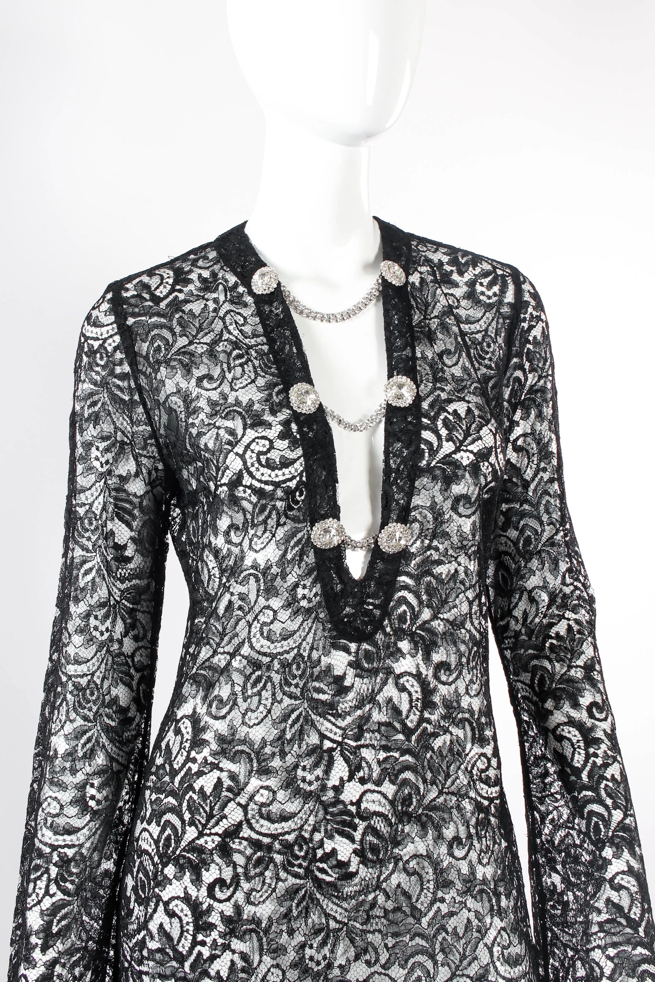 2019 S/S Sheer Lace Rhinestone Dress