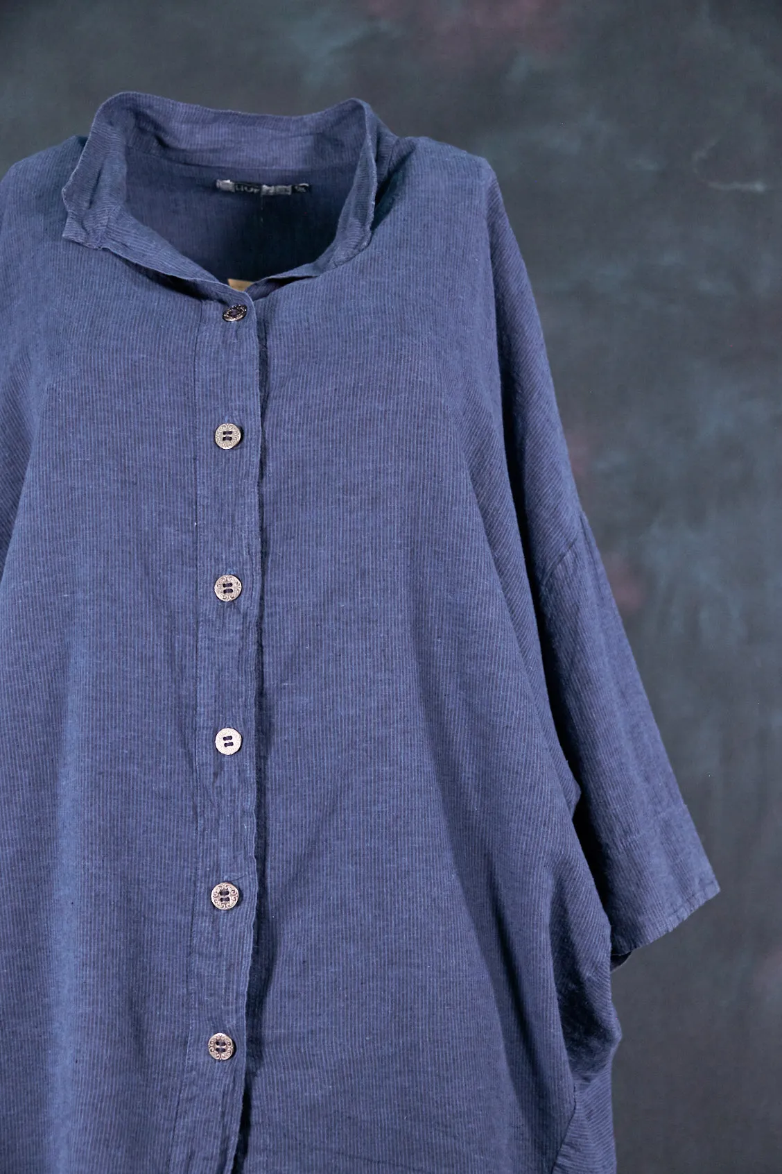2329 Square Button Top Blue Ink-Abstract Cartography