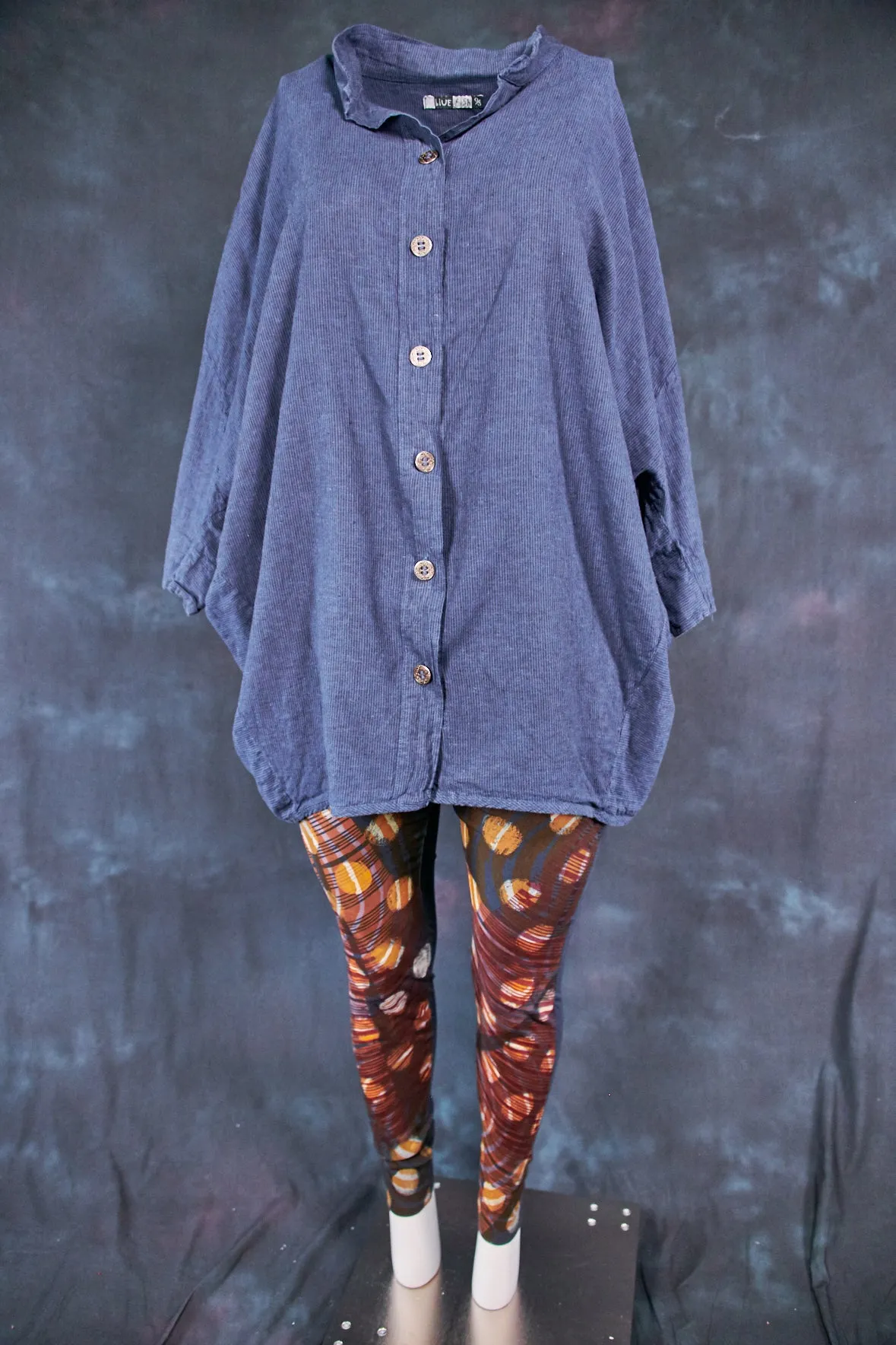 2329 Square Button Top Blue Ink-Abstract Cartography