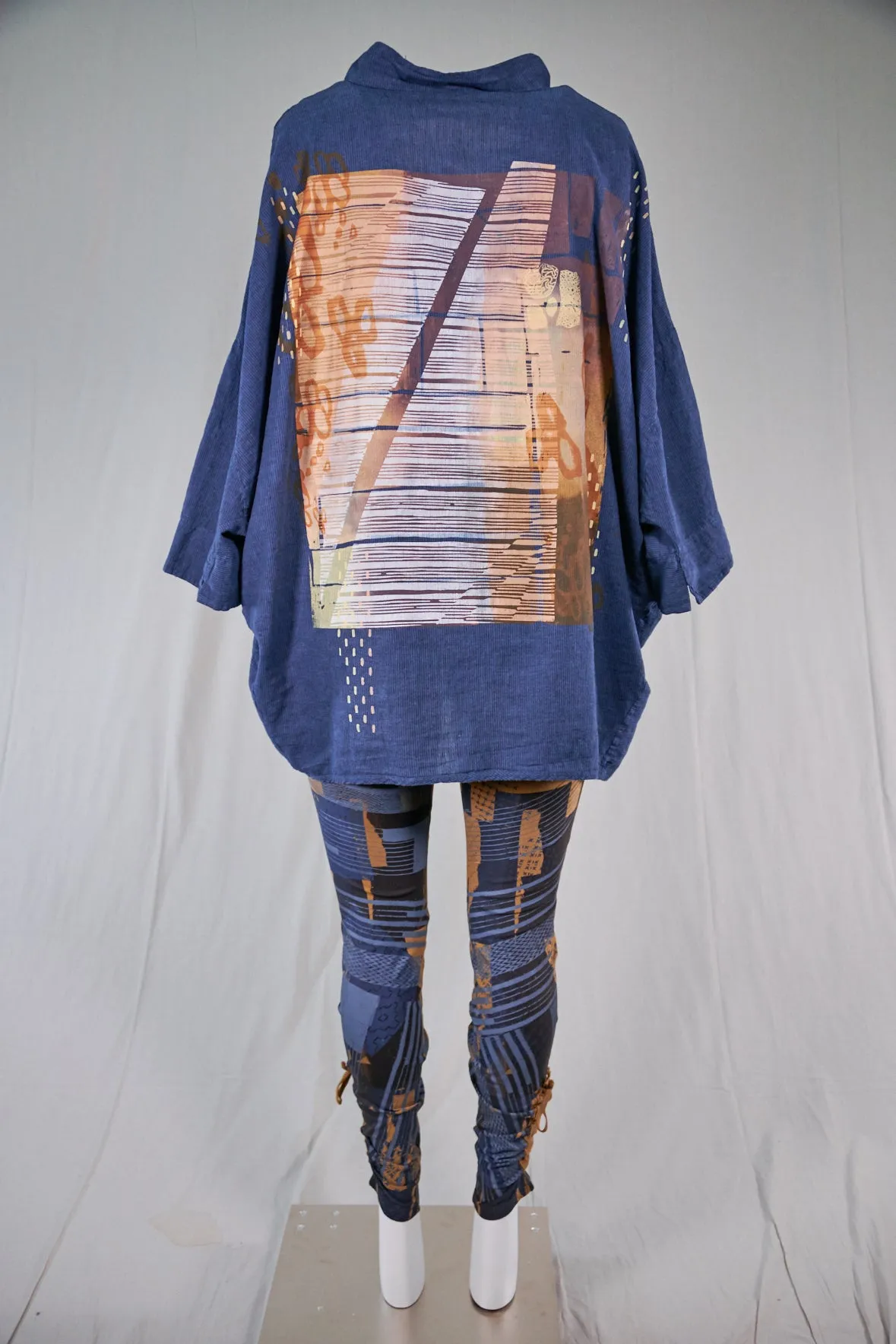 2329 Square Button Top Blue Ink-Abstract Cartography