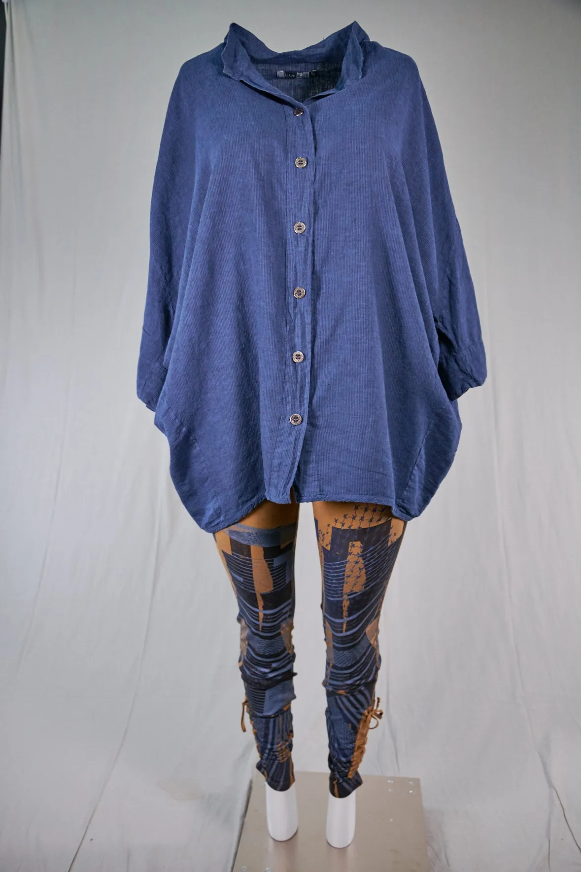2329 Square Button Top Blue Ink-Abstract Cartography