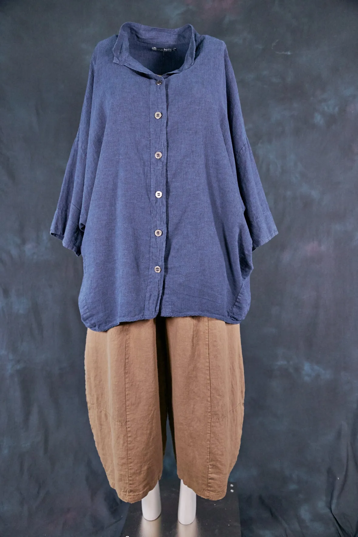2329 Square Button Top Blue Ink-Abstract Cartography