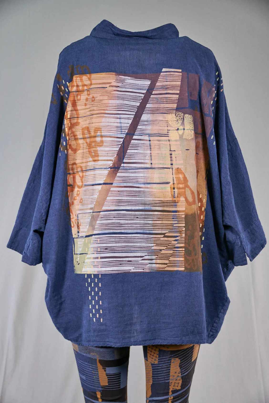 2329 Square Button Top Blue Ink-Abstract Cartography