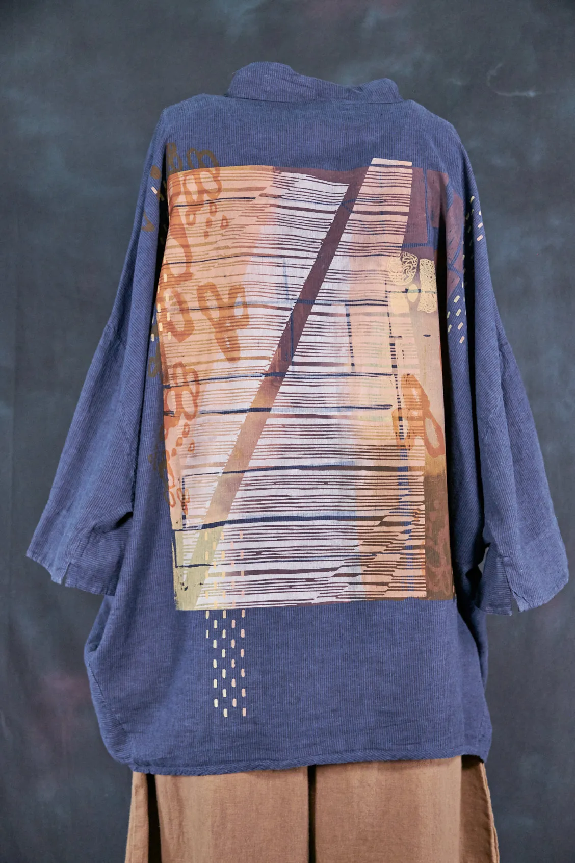 2329 Square Button Top Blue Ink-Abstract Cartography