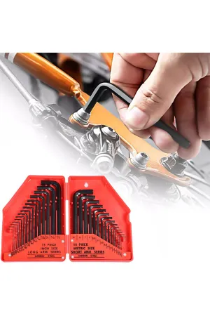 30 Pieces 0.035" to 10mm SAE & Metric Hex Allen Key Wrench Set
