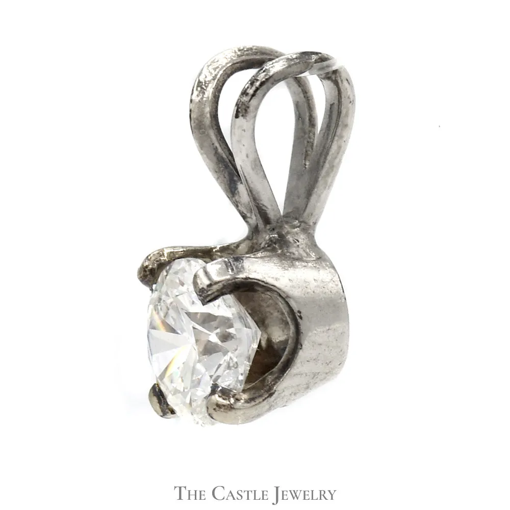 3/4ct Round Diamond Solitaire Pendant in 14k White Gold