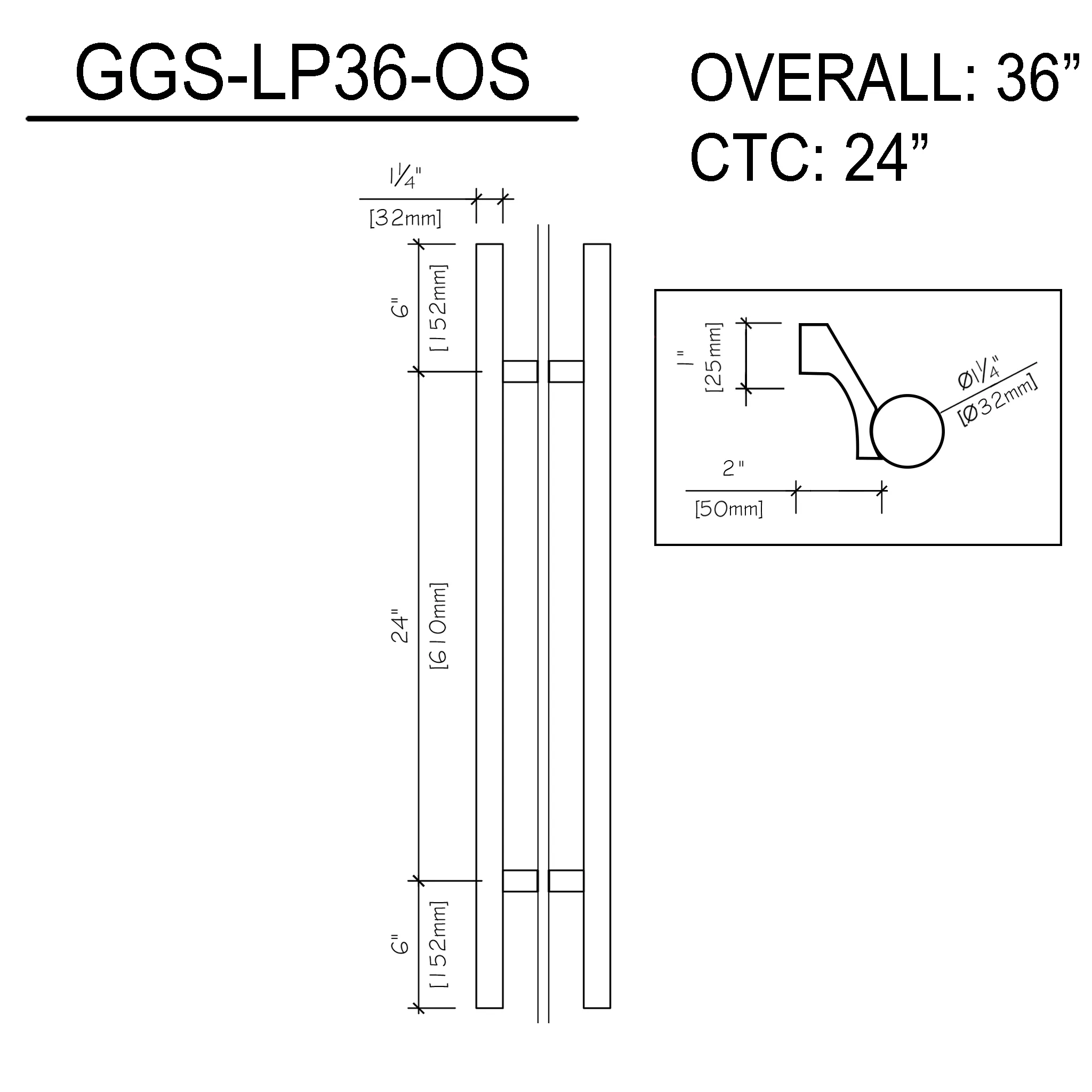 36" (24" CTC) Commercial LP - Offset (BS, PS, MBL)