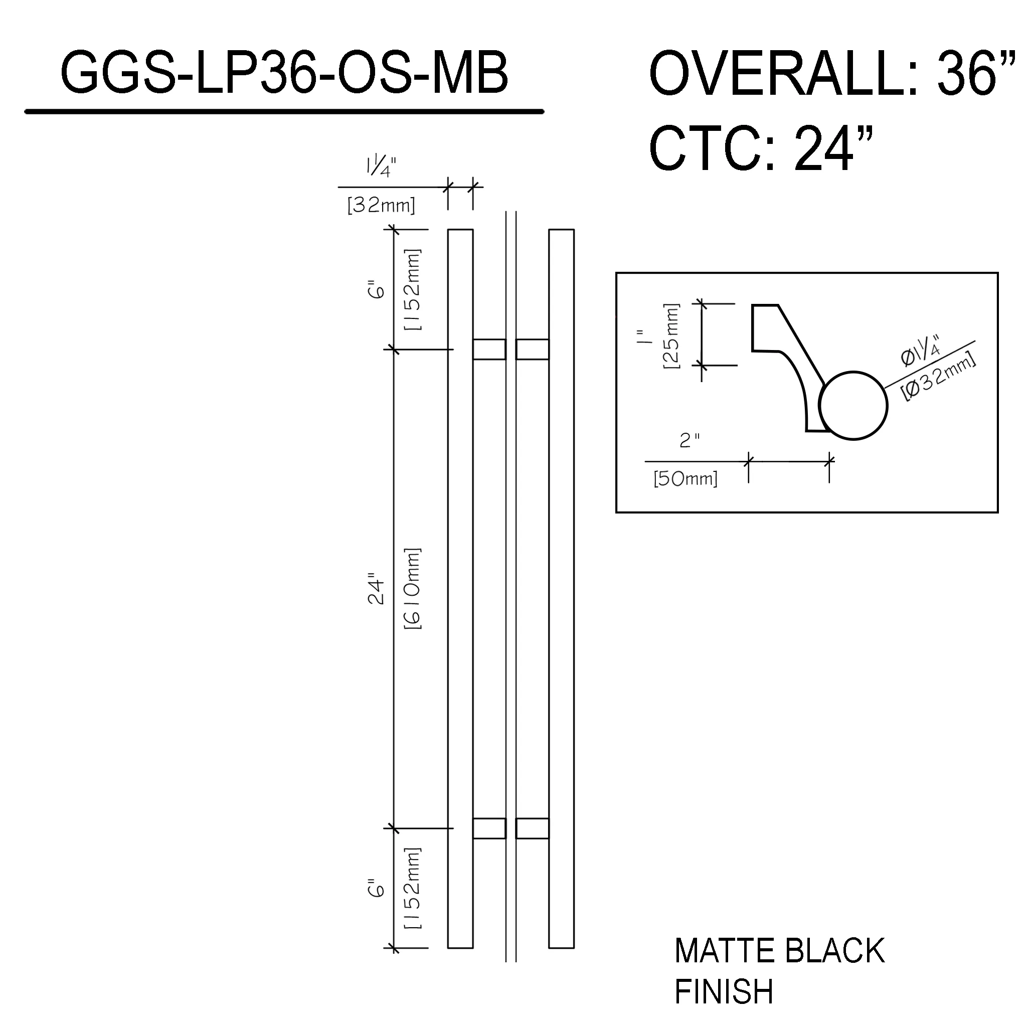 36" (24" CTC) Commercial LP - Offset (BS, PS, MBL)